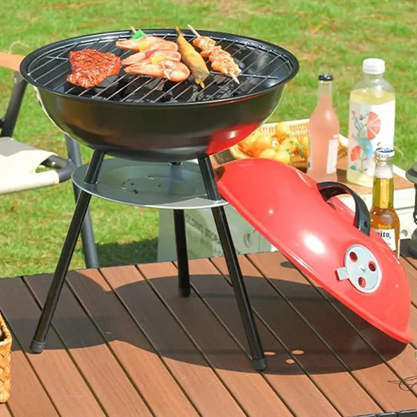 Portable Charcoal BBQ Grill with Locking Lid Camping