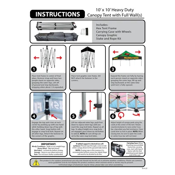 10' Heavy Duty Tent with Three Full Walls
