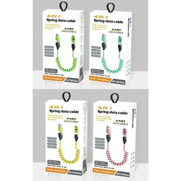 4-In-1 Charging Cable Spring Wire Supercharging
