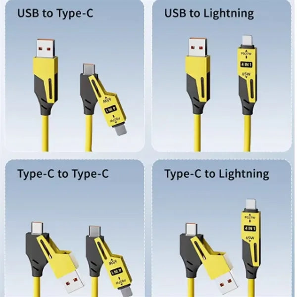 4-In-1 Charging Cable Spring Wire Supercharging
