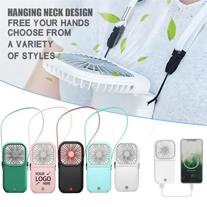 Portable Mini Necklace Handheld Personal Halter Folding Fan