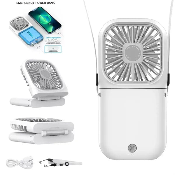 Portable Mini Necklace Handheld Personal Halter Folding Fan