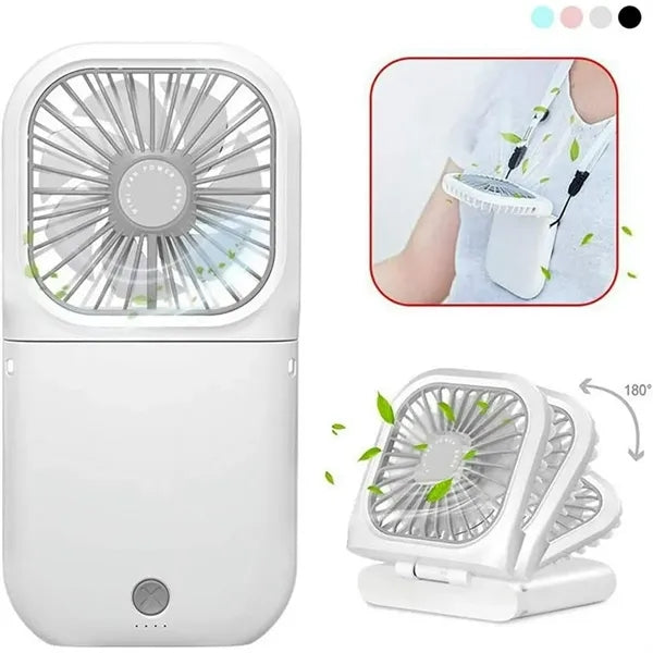 Portable Mini Necklace Handheld Personal Halter Folding Fan