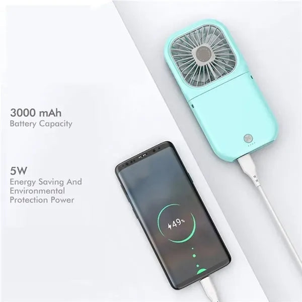 Portable Mini Necklace Handheld Personal Halter Folding Fan