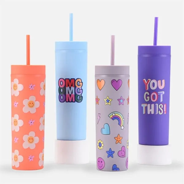 16 oz Colored Cups With Lids And Straws