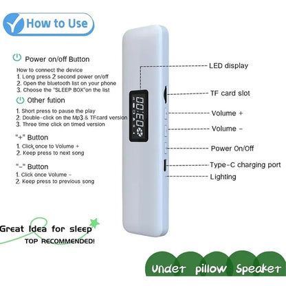 Bone Conduction Bluetooth Sleep Bar Under Pillow Speaker
