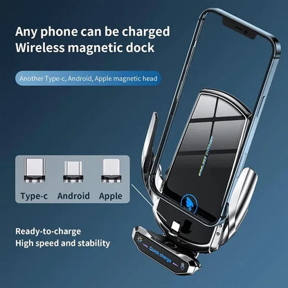 15W Wireless Fast Charging Car Charger Phone Holder Mount