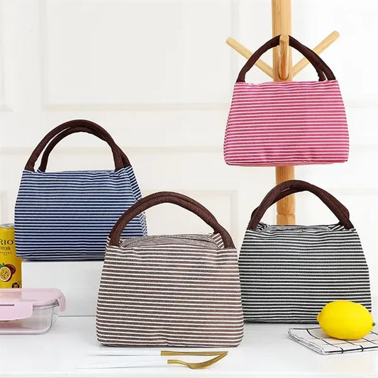 Striped Insulated Lunch Bag