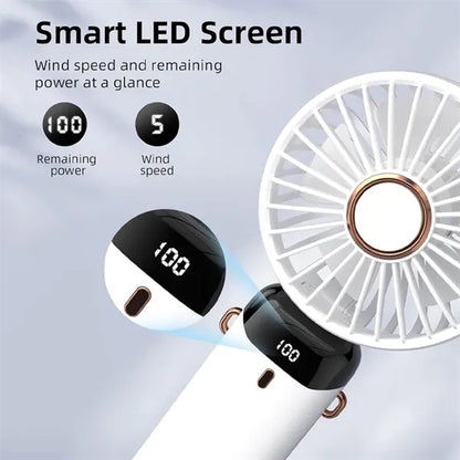 Portable Mini Handheld Fan with LED Display Rechargeable