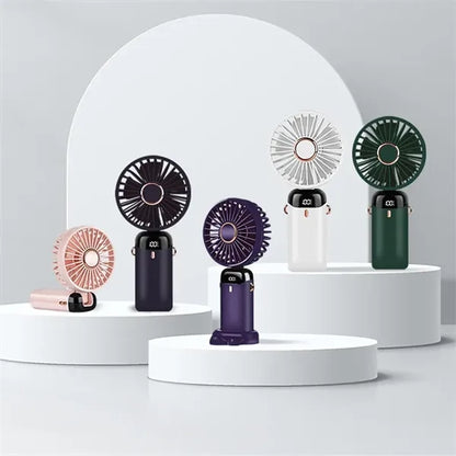 Portable Mini Handheld Fan with LED Display Rechargeable