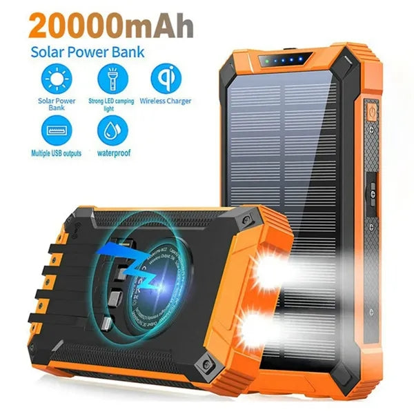 20000mAh Solar Power Bank Wireless Charger