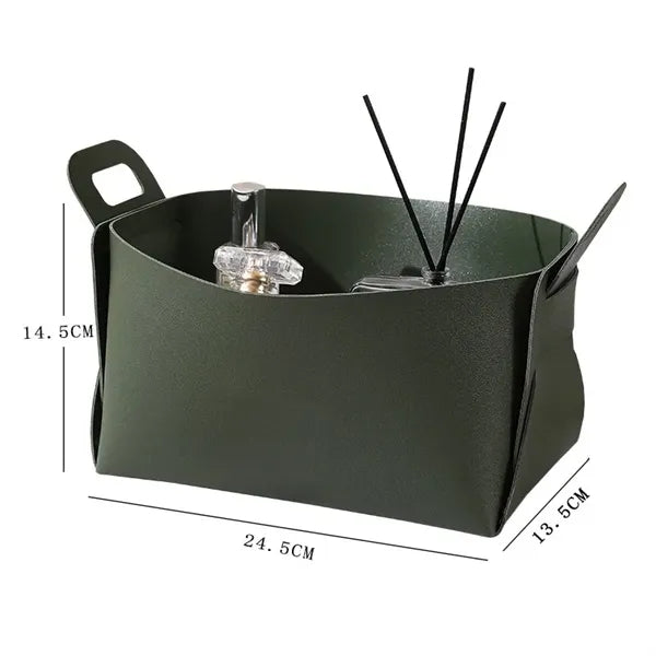 Leather Foldable Storage Basket