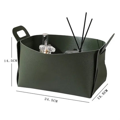 Leather Foldable Storage Basket