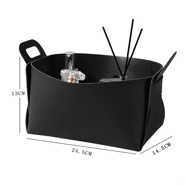 Leather Foldable Storage Basket