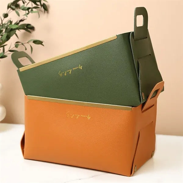 Leather Foldable Storage Basket