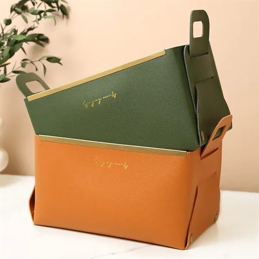 Leather Foldable Storage Basket