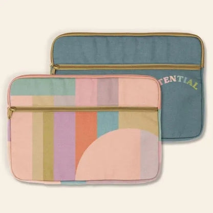 ZIPPERED POCKET LAPTOP SLEEVE-4CP PIGMENT-DYED CANVAS-SMALL