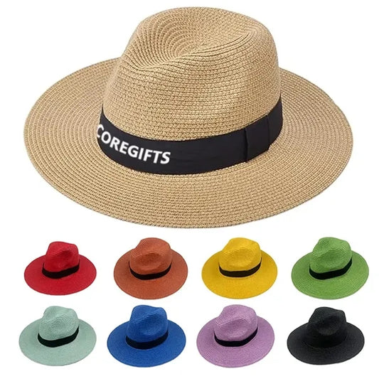 Unisex Straw Panama Travel Fedora Beach Sun Hat Adjustab