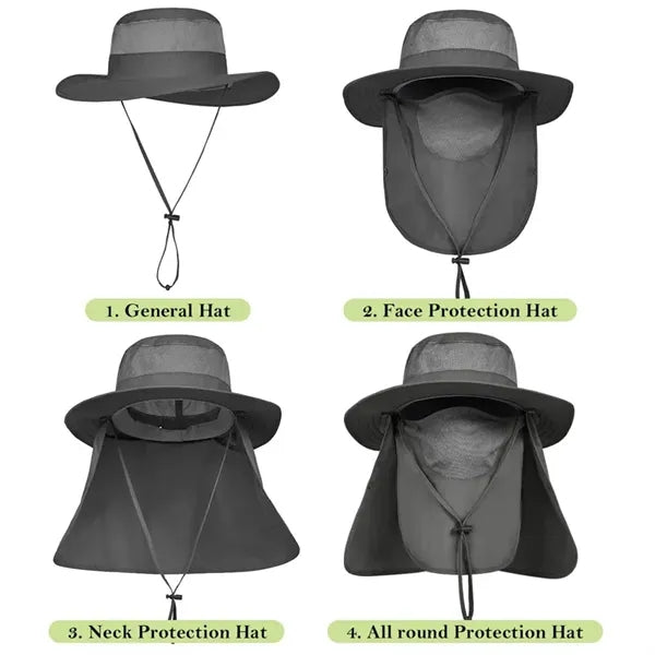 Men's Wide Brim Fishing Hat All Round Covered Sunscreen Cap