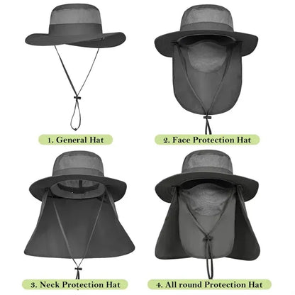 Men's Wide Brim Fishing Hat All Round Covered Sunscreen Cap