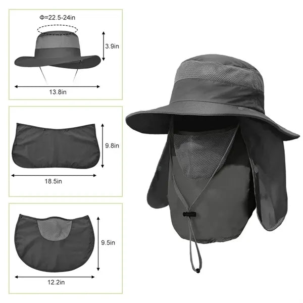 Men's Wide Brim Fishing Hat All Round Covered Sunscreen Cap