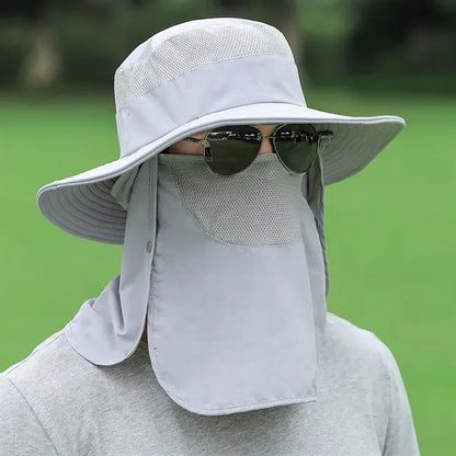 Men's Wide Brim Fishing Hat All Round Covered Sunscreen Cap