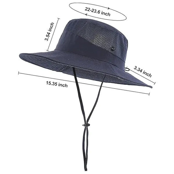 Men's Outdoor Fishing Sun Bucket Hat with Mesh Top