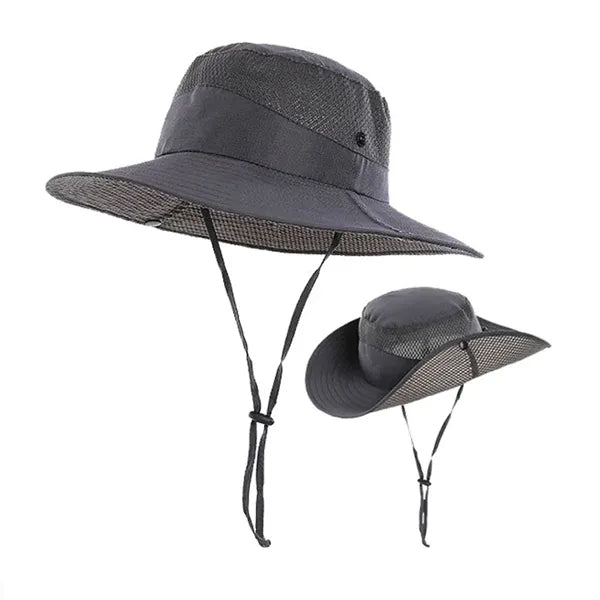 Men's Outdoor Fishing Sun Bucket Hat with Mesh Top