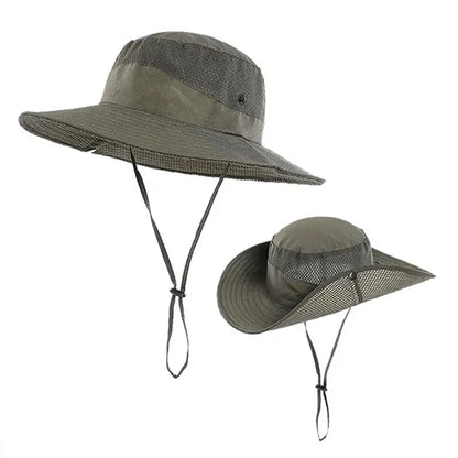 Men's Outdoor Fishing Sun Bucket Hat with Mesh Top