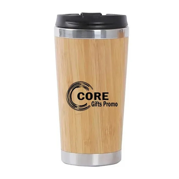 15oz Vacuum Insulated Tumbler Bamboo Mug with Removable Lid