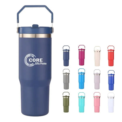 30 oz Stainless Steel Tumbler with Flip Straw and Handle