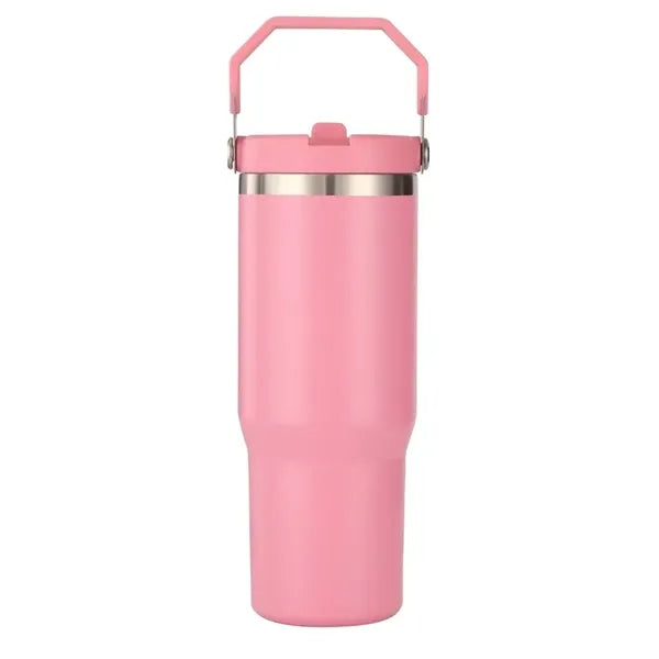 30 oz Stainless Steel Tumbler with Flip Straw and Handle