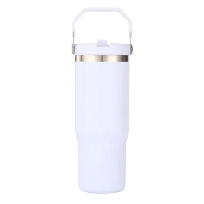 30 oz Stainless Steel Tumbler with Flip Straw and Handle