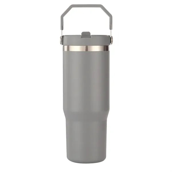 30 oz Stainless Steel Tumbler with Flip Straw and Handle
