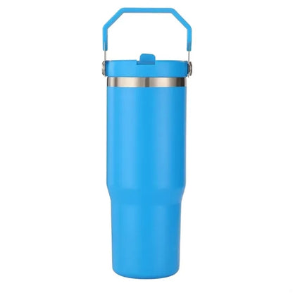 30 oz Stainless Steel Tumbler with Flip Straw and Handle