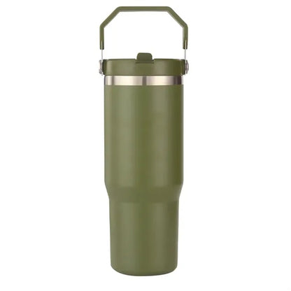 30 oz Stainless Steel Tumbler with Flip Straw and Handle
