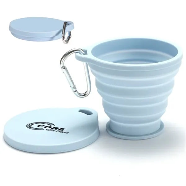 Small Collapsible Silicone Cup with Carabiner Lid