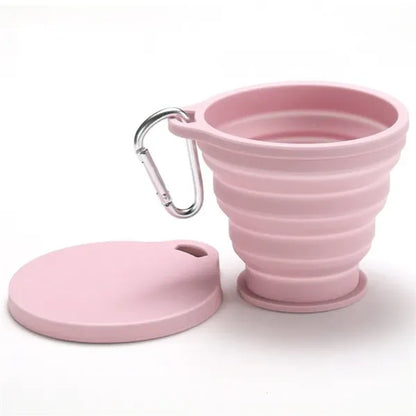 Small Collapsible Silicone Cup with Carabiner Lid