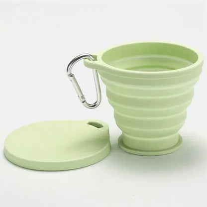 Small Collapsible Silicone Cup with Carabiner Lid