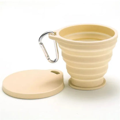 Small Collapsible Silicone Cup with Carabiner Lid