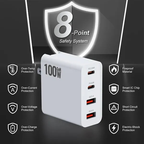 100W Us Power Adapter Usb C Easy Phone Charging