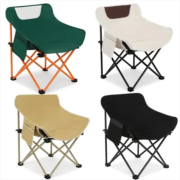 Foldable Outdoor Camping Chair With Side Pocket Storage