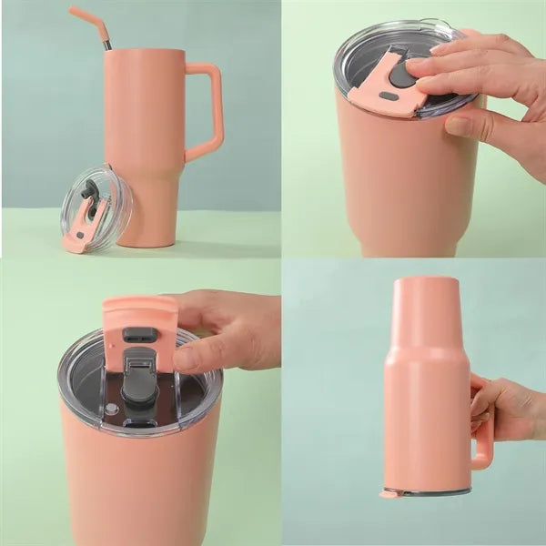 40Oz. Stainless Steel Handle Travel Tumbler with Stra