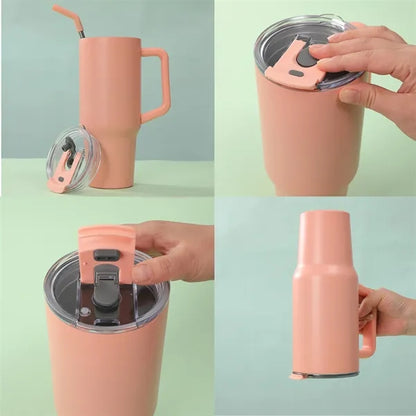40Oz. Stainless Steel Handle Travel Tumbler with Stra
