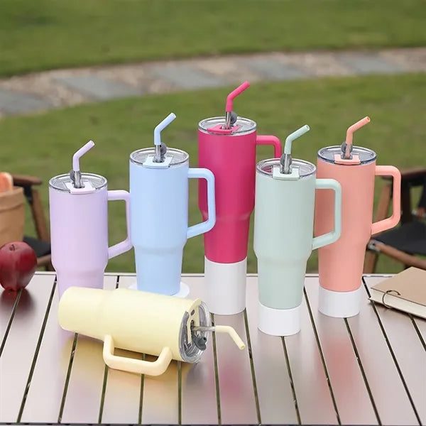 40Oz. Stainless Steel Handle Travel Tumbler with Stra