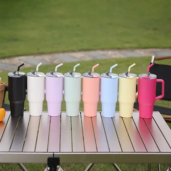 40Oz. Stainless Steel Handle Travel Tumbler with Stra