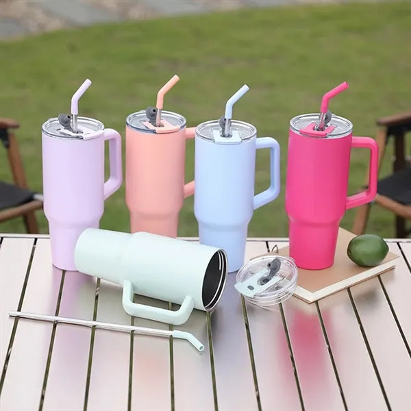 40Oz. Stainless Steel Handle Travel Tumbler with Stra