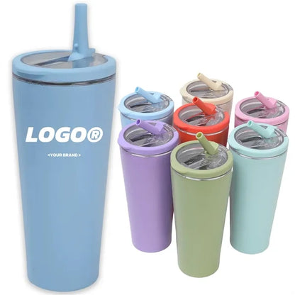 16oz. Stainless Steel Insulated Tumbler with Folding Straw