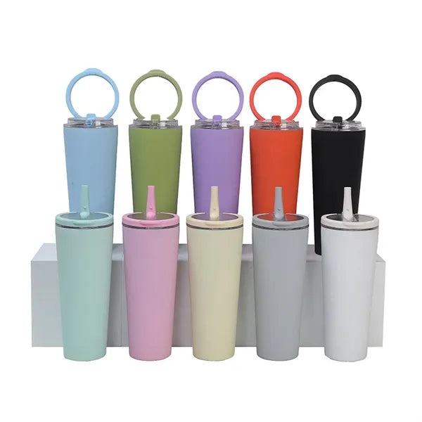 16oz. Stainless Steel Insulated Tumbler with Folding Straw