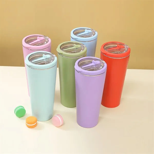 16oz. Stainless Steel Insulated Tumbler with Folding Straw